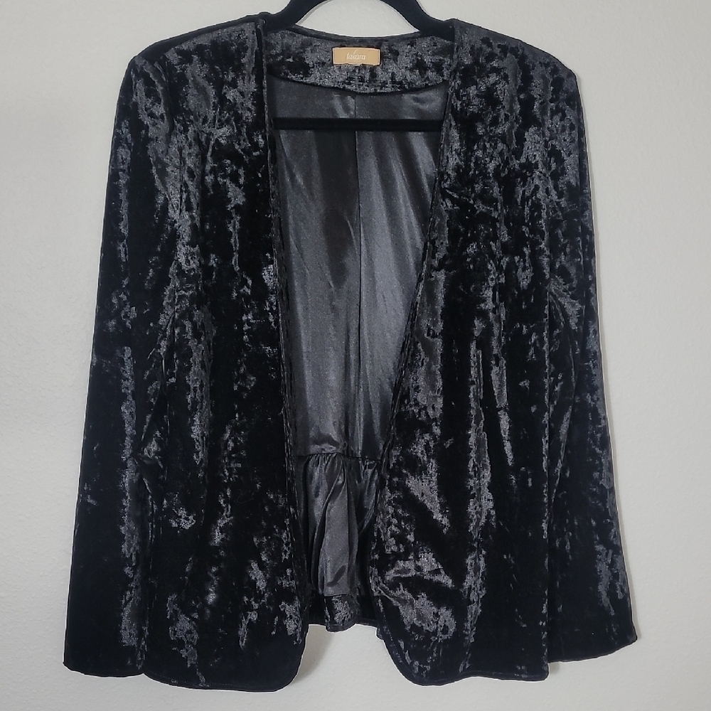Takara Black Velvet Women Blazer Size S Black Open Goth Y2K Witch